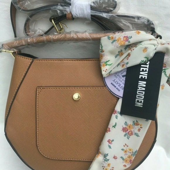 Steve Madden Handbags - Steve Madden Saddle Crossbody Bag with Floral Scarf NWT
